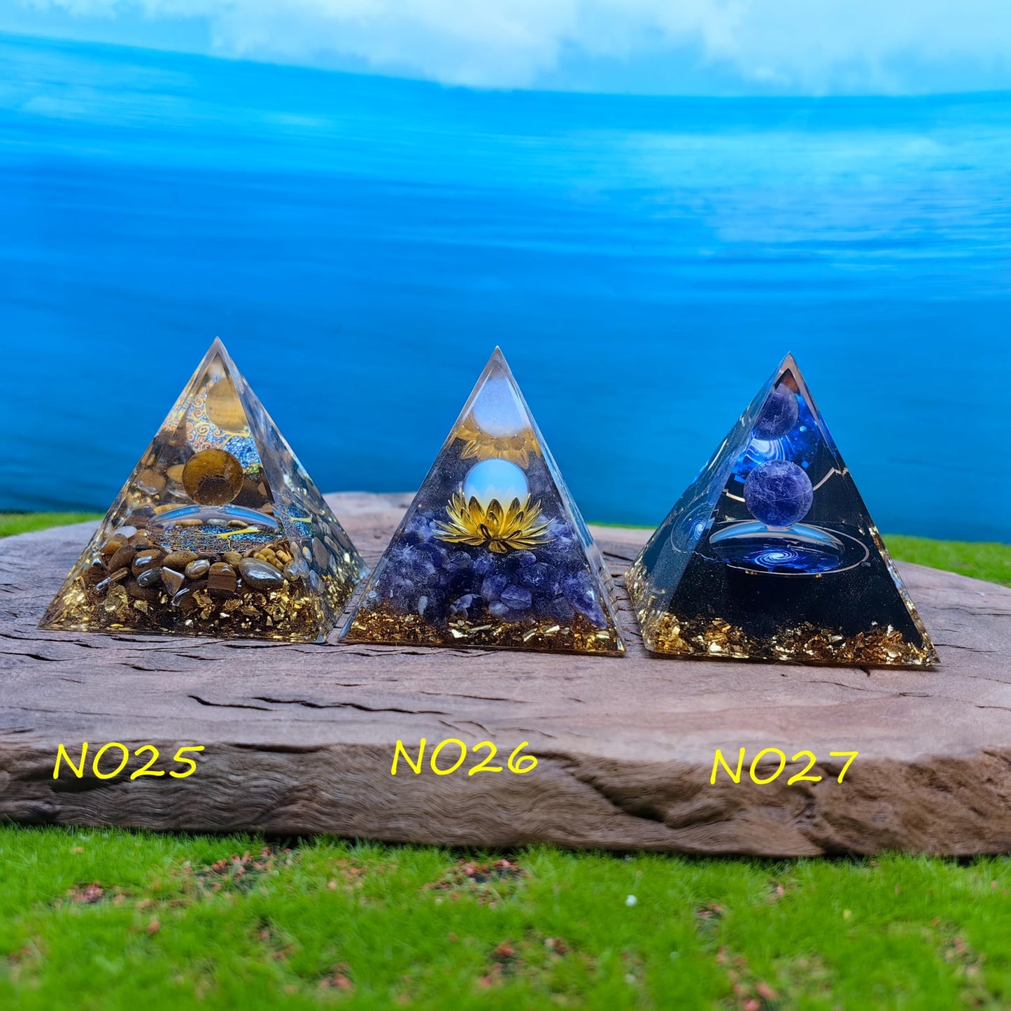 Healing Crystals Orgone Pyramid for Positive Energy, Stress Reduction, and Attracting Wealth and Luck Reduce Stress and Promote Healing with this Crystal Pyramid Home Decor (NO6,6cm)