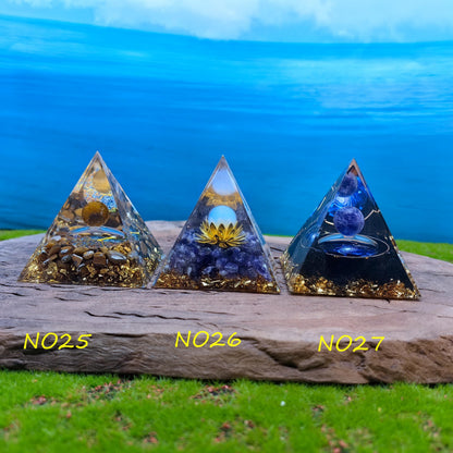 Healing Crystals Orgone Pyramid for Positive Energy, Stress Reduction, and Attracting Wealth and Luck Reduce Stress and Promote Healing with this Crystal Pyramid Home Decor (NO1,6cm)