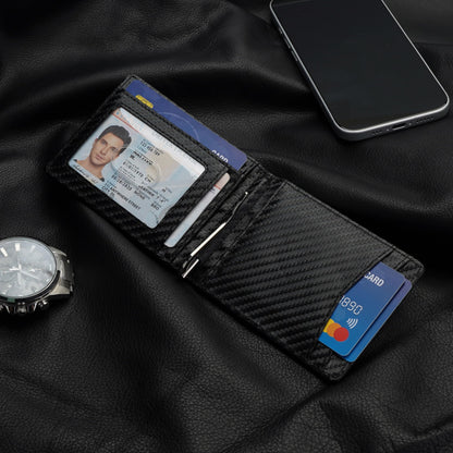 ZOELON Slim RFID Wallet for Men – Front Pocket Bifold with Money Clip & ID Window, Carbon Fiber Look, Gift Box