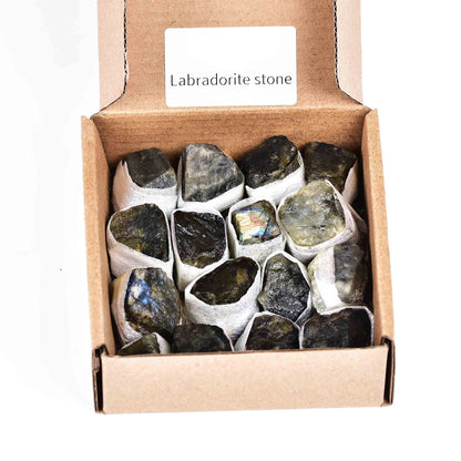 JIC Gem 12-16Pcs 0.7 Lbs Natural Rough Stones Labradorite Quartz Mineral Speciment Raw Stone Madagascar Crystal Bulk Rough Stones