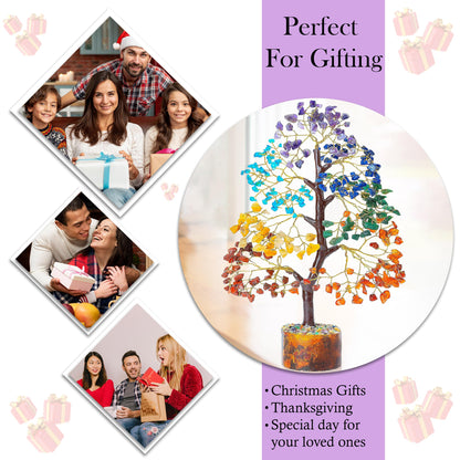 Crocon® 7 Chakra Turquoise Crystals Tree Of Life Birthday Gifts For Women, Men & Friends | Home & Office Decor, Money Tree Healing Crystals Gift | Mom Gift Ideas Housewarming Gifts New Home Sister Dad