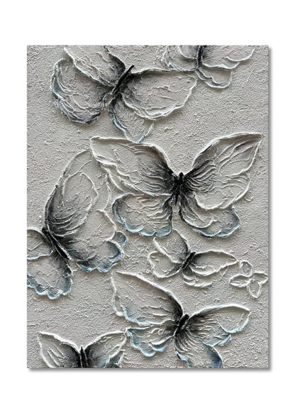 NANKAI Art Hand-Painted Thick Texture Abstract Oil Painting Flying Butterfly Oil Painting 40x28 Inch Home Wall Decoration Art