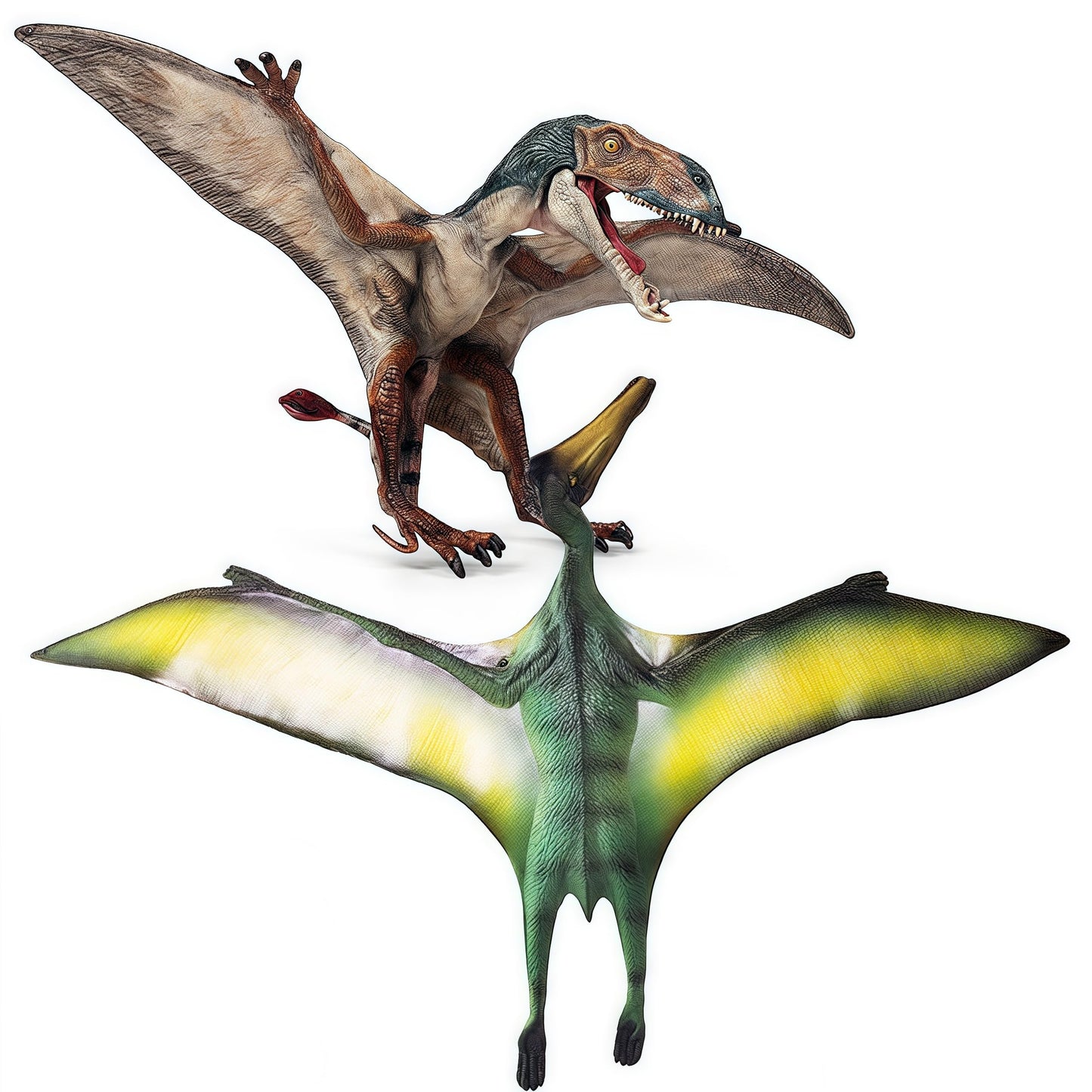 Gemini&Genius Pterosau Dinosaur Toys for Kids, Pterosaur Toy Figure, Flying Dinosaur Toys, Pterodactyl Toys, Pteranodon Figure Toys, Gifts or Cake Toppers for Kids（2Pcs）