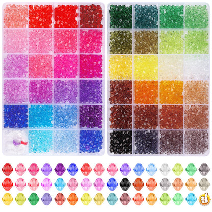 XSEINO 3760 Pieces 6mm Crystal Beads for Jewelry Making, 47 Colors Crystal Acrylic Beads for Bracelets Jewelry Making and DIY Crafts