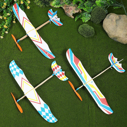 TOYANDONA 5Pcs Rubber Band Powered Aircraft Airplane Model Creative Helicopter for Kids Throwing Glider Airplane Toy for Birthday Party Favor Prize Reward (Random Pattern)