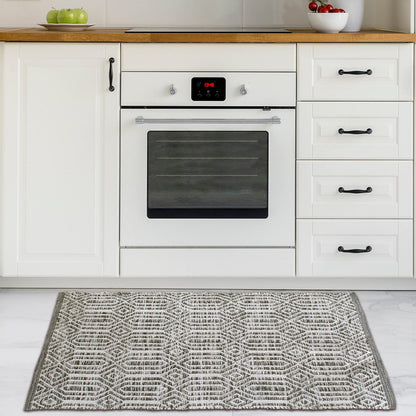 Chardin home Grey, Green & Ivory Boho Throw Rug 2x3 feet |Hand Woven Farmhouse Rug | Great in Kitchens entryways doormats Bathrooms Meditation Mat | Machine Washable & Reversible Cotton Rugs