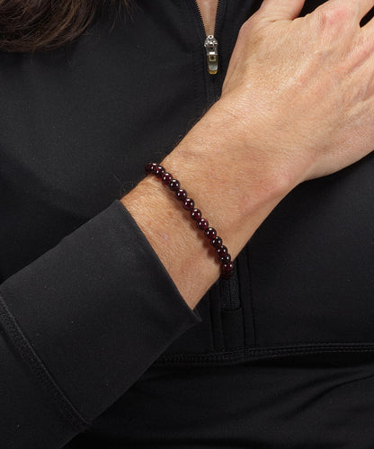 Cherry Tree Collection - Small, Medium, Large Sizes - Gemstone Beaded Bracelets For Women and Men - 6mm Round Beads (Red Garnet A Grade - Medium)