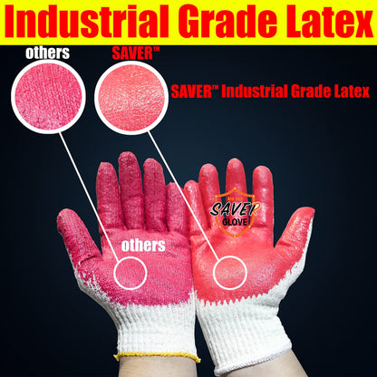Touch Enabled SAVER 300 Pairs of Red Work Gloves for Daily Home and Garden Disposal Latex Rubber Palm Coated - Premium Daily Safety Work Gloves (Pack of 300)