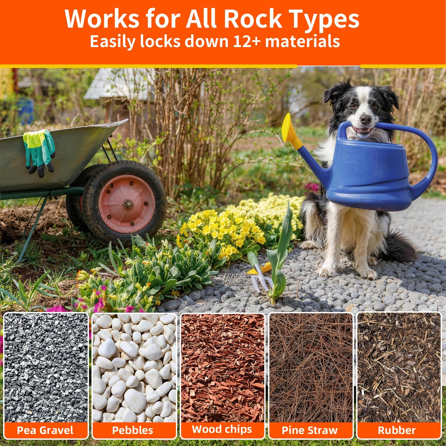 Rock Glue for Landscaping, 1.32 Gallon Mulch Glue for Landscaping, Mulch Adhesive & Gravel Stabilizer for Pea Gravel, Pebbles, and Stone for Outdoor Landscape, Walkways, Yards, Patios, and Driveways