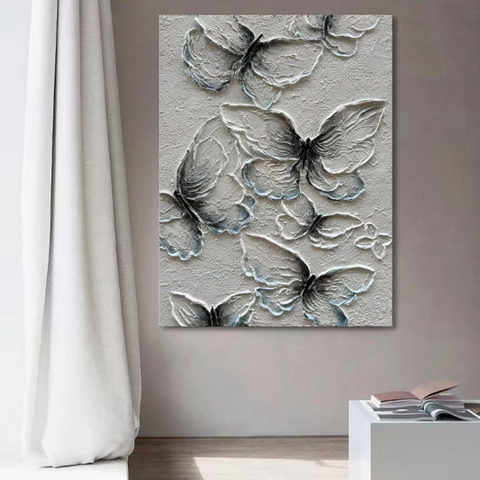 NANKAI Art Hand-Painted Thick Texture Abstract Oil Painting Flying Butterfly Oil Painting 40x28 Inch Home Wall Decoration Art