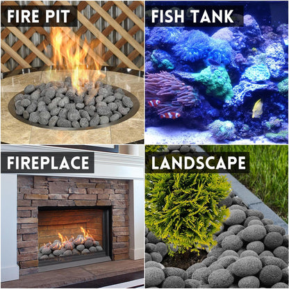 Premium 2-3 Inch Black Lava Rock Pebbles, 10 Pounds Fire Rocks for Gas Fire Pits, Fireplaces, Landscaping, and Plant Cultivation, Natural Tumbled Stones for Indoor and Outdoor Use
