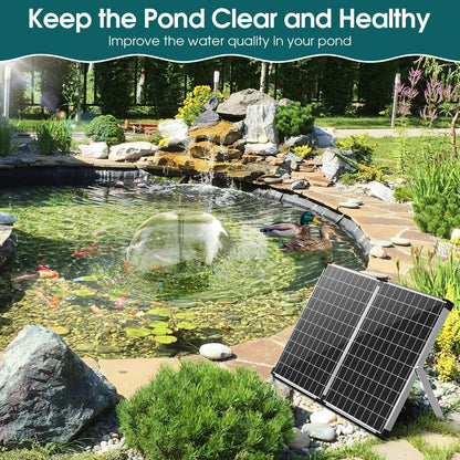 Antfraer 70W Solar Pond Filter with Water Pump, Solar Fountain Pump with Pond Filter Adjustable Flow, Pond Filter Box with Filter Medias for Outdoor Ponds Fish Tank Waterfall Water Features