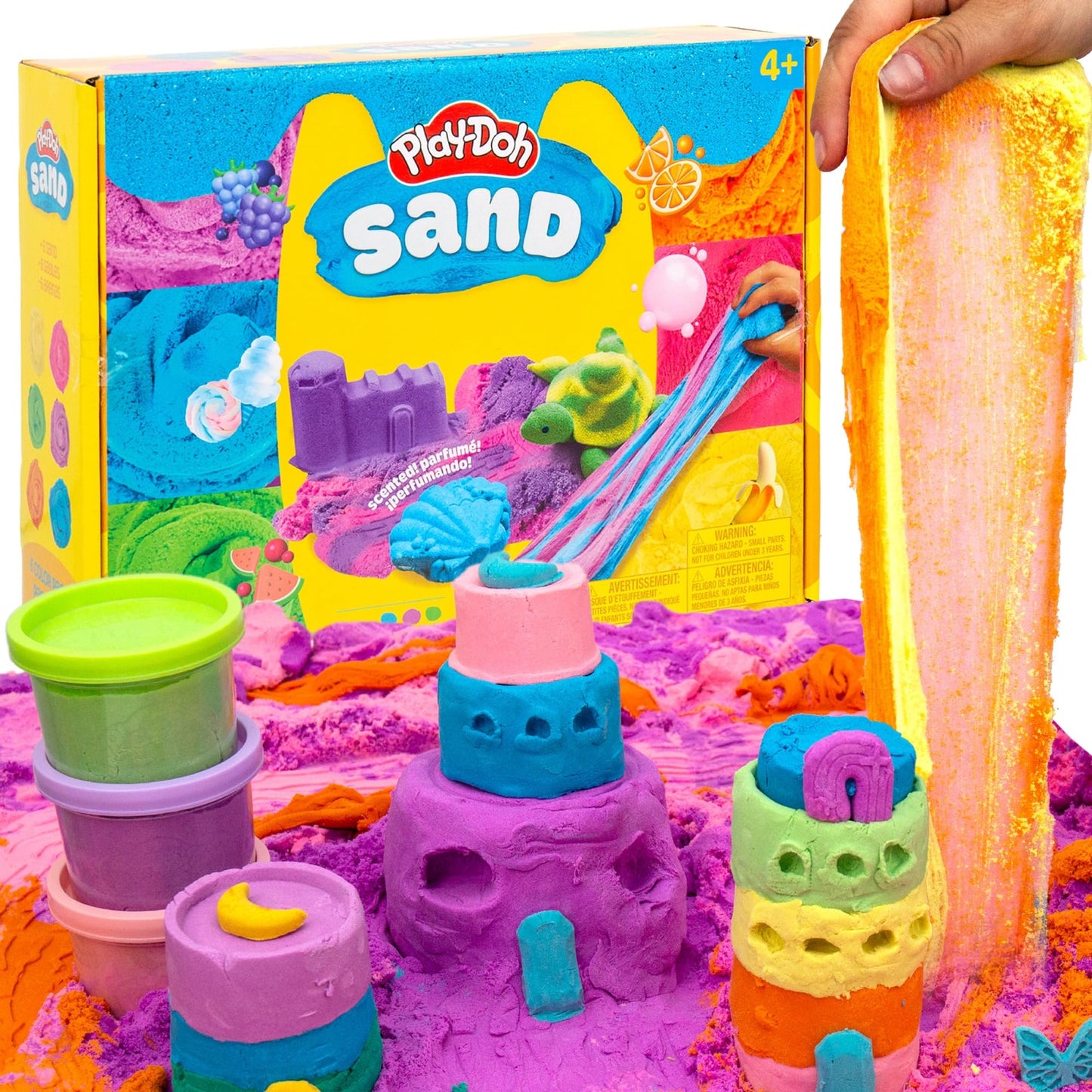 Play-Doh Sand Scented Variety Pack, 6 Colors of Play Sand, Resealable Cans, Sensory Bin Filler, Travel Toys, Fun Goodie Bag Stuffers, Toddler Party Favors, Gifts for Kids