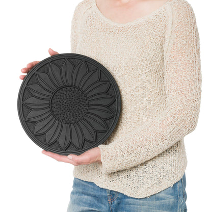HF by LT Rubber Medallion Garden Stepping Stone, 11-3/4 inches, Black, Set of 3