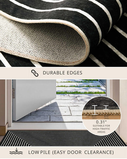 Latte&Fog 5x7 Area Rugs for Living Room Bedroom, Modern Abstract Washable Rug, Boho Non Slip Low Pile Carpet for Indoor Dining Room, Office, Dorm, Classroom, Farmhouse and Kids Room