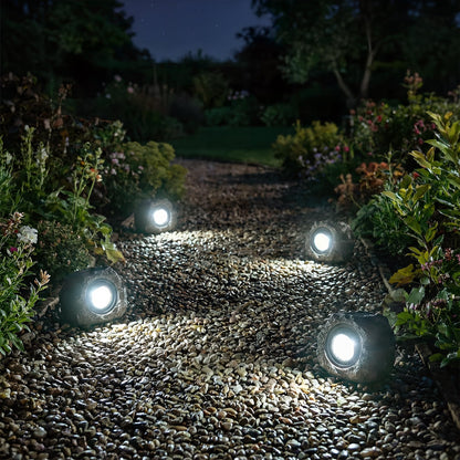 Solar Rock Lights Outdoor – 2 Pack Waterproof LED Landscape Garden Spotlights, Realistic Stone Design, Wireless Solar Powered Pathway Lights for Yard, Walkway, Patio & Lawn Decoration (Auto On/Off)