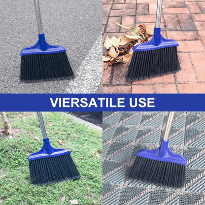Kefanta 4 Pack Heavy Duty Broom Indoor/Outdoor Commercial Brooms Angle Broom 53 inches for Courtyard Garage Restaurant Lobby Patio Shop Home Kitchen Office Floor