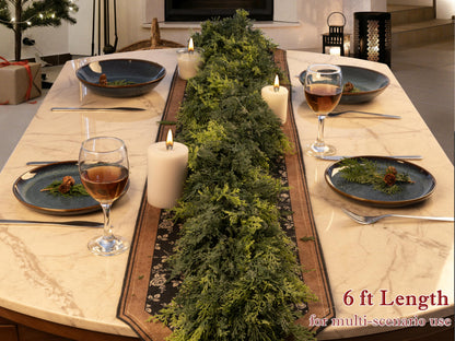 Lescli 6ft Artificial Cedar Garland, Real Touch Pine Garland, Christmas Faux Greenery for Mantle, Fireplace Wall, Table Decor, Christmas Decorations, DIY Crafts