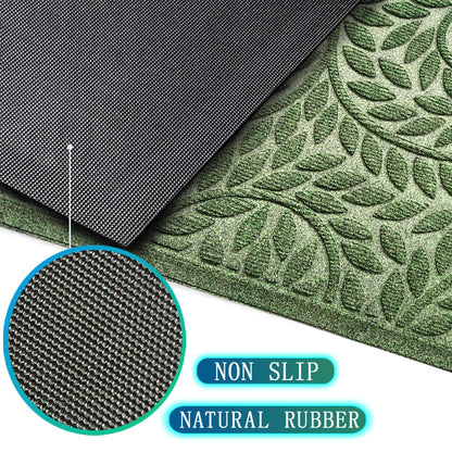 Bulijojo Front Door Mat Entrance,Durable Heavy Duty Welcome Mat,Thick Absorbent Natural Rubber Non Slip Mat,Sturdy Entryway Green, 17"x30"