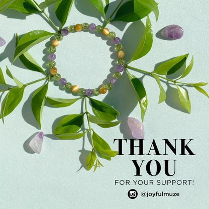 Joyfulmuze Green Peridot Yellow Tiger’s Eye Purple Amethyst, Gemstones Stretch Bracelet, Handmade Spiritual Jewelry, Healing Chakra Bracelet, Gifts for Women, 6mm, 7”(Peridot - Tiger’s Eye - Amethyst)