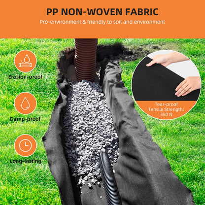 GarveeLife Geotextile Landscape, 6 ft x 50 ft & 6 oz Geotextile Fabric, PP Drainage 350N Tensile Strength & 440N Load Capacity, for Driveway & Road Stabilizationr, Erosion Control, French Drains