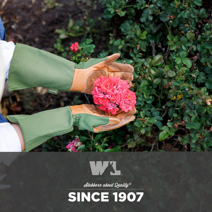 Wells Lamont Rosetender Gardening Gloves for Women – Thorn Proof Garden Gloves, Grain Leather Long Gloves for Pruning & Yard Work, 4129-300, Large