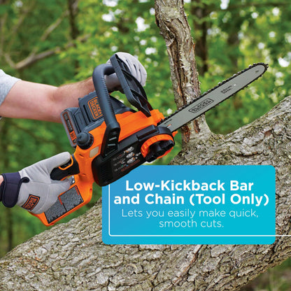 BLACK+DECKER 20V MAX Chain Saw Cordless Chainsaw, 10-Inch Battery Chainsaw, Tool Only, for Wood Cutting and Tree Pruning, Includes Guide Bar Scabbard (LCS1020B)