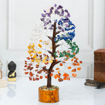 7 Chakra Tree of Life Crystal Tree Positive - Gemstone Tree - Spiritual Wisdom - Seven Chakra Tree - Feng Shui - Handmade Decor - Creativity - Healing Tree - Attract Good Luck Charm Gift
