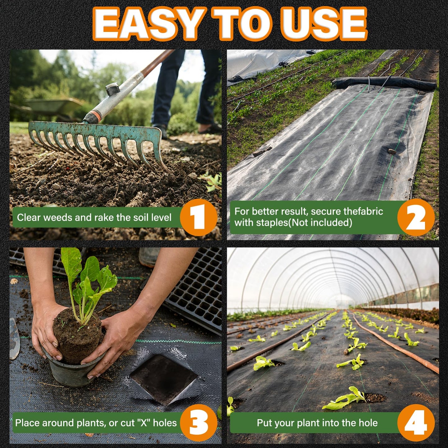 Winisok Garden Weed Barrier Landscape Fabric 4FT x 100FT, Premium Weed Control Garden Cloth, Durable Woven Geotextile Fabric, Mulch Breathable Ground Cover Landscaping Weed Blocker(4ft x 50ft x 2Pack)