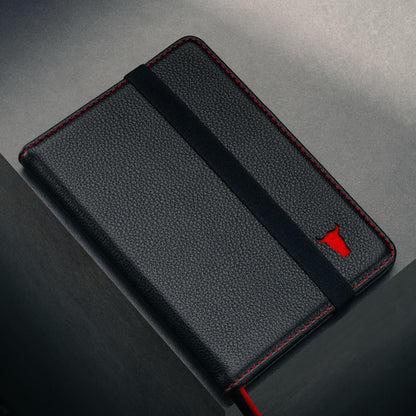 TORRO Passport Holder – Genuine Leather Passport Cover with Elasticated Closure Strap (Black)