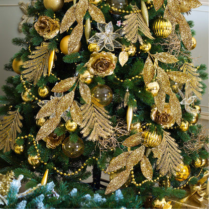 20 Pieces Gold Glittered Artificial Leaf Spray Picks 12" Tall for Christmas Winter Wedding Wreath Tree Swag Floral Arrangment Vase Bouquets Table Centerpieces Decoration