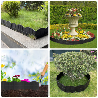 Vashly 40Ft Landscape Edging No Dig, 5.9In Garden Edging Border with 40Pcs Stakes, 40Pcs Plastic Flower Bed Border Flexible for Landscaping, Lawn Patio, Pathway, Black