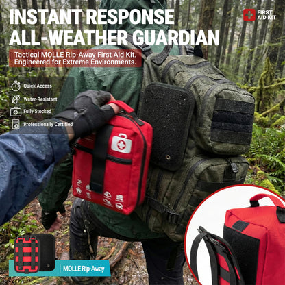 556 Piece Premium Large First Aid Kit, Survival Medical First Aid Bag – Labelled Compartments, Workplace Essential, Home & Sports, Molle Tactical Rip-Away Design, First Responders' Choice for Trauma