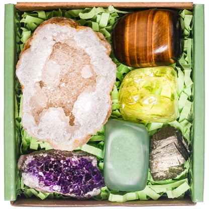 QianCannaor Crystals and Healing Stones Set for Anxiety, Relaxation Spiritual Crystals Gift for Meditation, Manifestation, Zen, Reiki, Fengshui (Abundance)