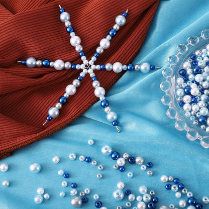 Hotop 24 Pcs Christmas Snowflakes Wire Forms Metal Snowflake Christmas Beads Wire for DIY Jewelry Ribbon Charms with 3 Sizes Mixed Pearl Beads Xmas Ornament Kits(Blue, Silver, White)
