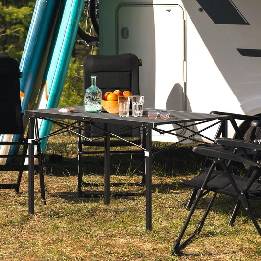 OUTSIDER Folding Camping Table with Aluminum Roll-up Tabletop Portable Lightweight Beach Table with Carry Bag for Outdoor Cooking, Picnic, BBQ, Travel, Backyard Style1