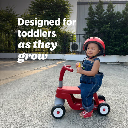 Radio Flyer Scoot 2 Scooter, Red, for Kids Ages 1-4, Ride On Toy or 4-Wheel Kids Scooter, Durable Wheels and Frame, Converts Easily with Flip Deck, Toddler Ride On Toys