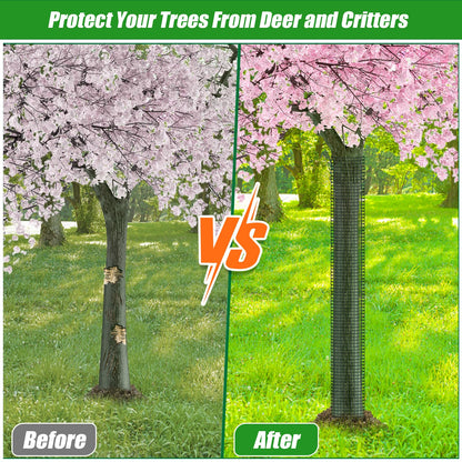 48" Metal Tree Trunk Protector - 6 Pack Mesh Tree Guards Tree Protectors with Zip Ties, Stakes, Gloves, Expandable Tree Trunk Protector Guard, Tree Protectors from Deer, Animals, Mower, Trimmers
