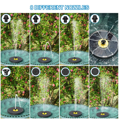 Yzert Solar Bird Bath Fountains,3.5W Glass Panel Solar Fountain Pump for Bird Bath No Battery,Solar Water Fountain Outdoor with 4 Fixed Pipes 7 Nozzles(Black)