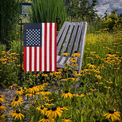 Bradford Embroidered American Garden Flag with Stand Holder, 12x18 inch American USA Garden Flag for Outside Yard Heavy Duty