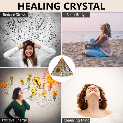 Anaya Agate Moonstone Orgone Pyramid, Rainbow Moonstone Crystal Pyramid, Orgonite Pyramid for Protection, Spiritual Crystals and Healing Stones, Meditation Pyramid for Stress Relief, Luck, Wealth