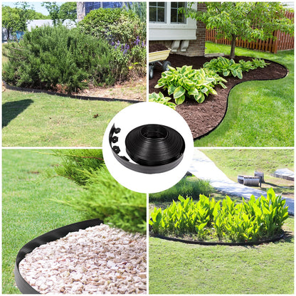 JERIA 2 Inch Tall 33 FT Garden Edging Kit with 45pcs Spikes, Plastic Edging for Landscaping