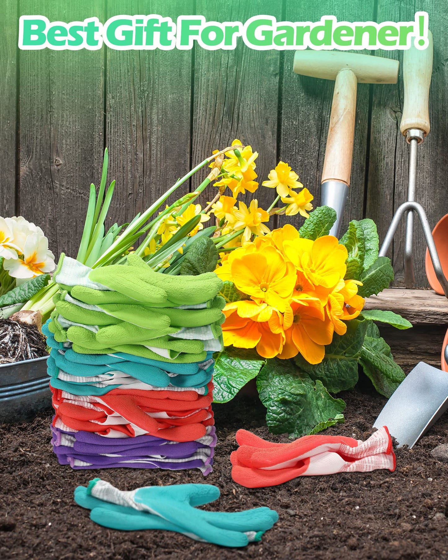 Irenare 16 Pairs Gardening Gloves Bulk for Women Breathable Rubber Coated Yard Garden Gloves Outdoor Protective with Grip(Multicolor)