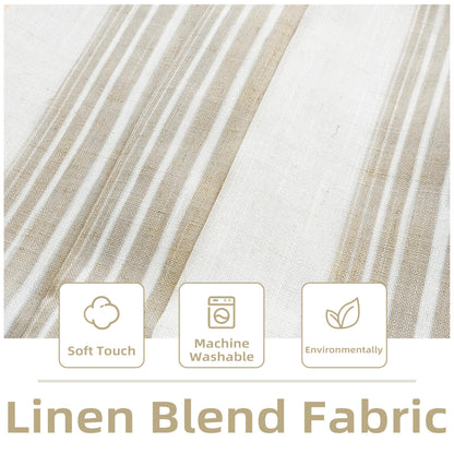 DriftAway Chris Linen Lined Valance 2 Layer Thermal Insulated Room Darkening Blackout Window Valances 3 Inch Rod Pocket Vertical Striped Kitchen Valance for Bathroom 52 Inch by 14 Inch Camel Beige