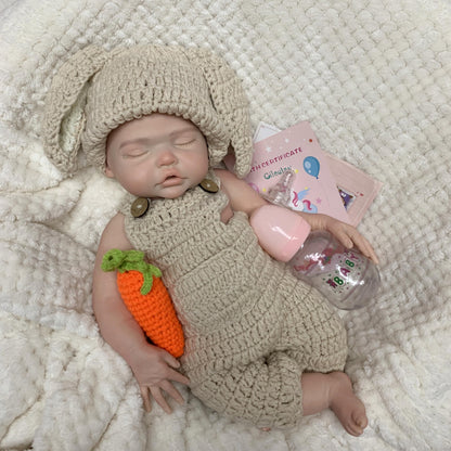 Gileutay 17in Full Silicone Baby Doll Girl Lifelike Sleeping Reborn Dolls Real Life Weighted Newborn Doll Washable Toy for Kids
