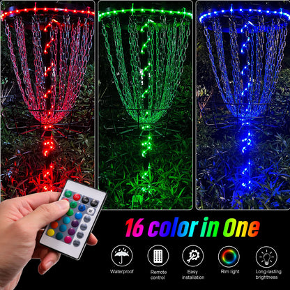 Waybelive LED Disc Golf Lights, Remote Control Disc Golf Rim Light for Disc Golf Basket, C Battery Box, 16 Color Change by Yourself, Waterproof, Super Bright to Play at Night