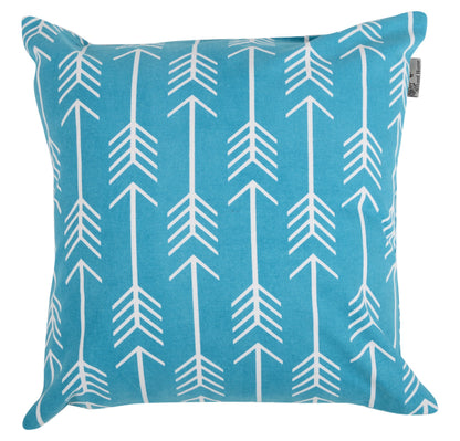 ACCENTHOME Cotton Canvas Throw Cushion Cover Printed Both Side for Home Sofa Couch, Chair Back Seat,4pc Pack 18"x18" in Color Aqua