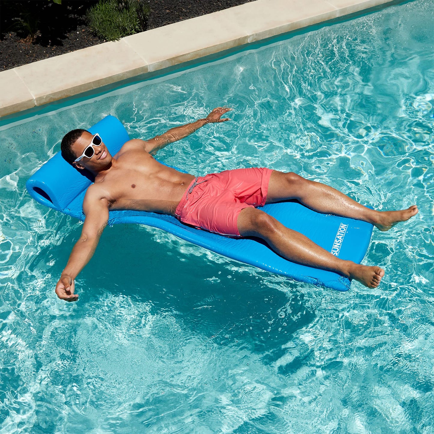 TRC Recreation Sunsation 1.75" Thick Foam Pool Float Lounger w/ Headrest for Lounging & Sunbathing in Swimming Pools, Beaches & Lakes, 70" x 26"