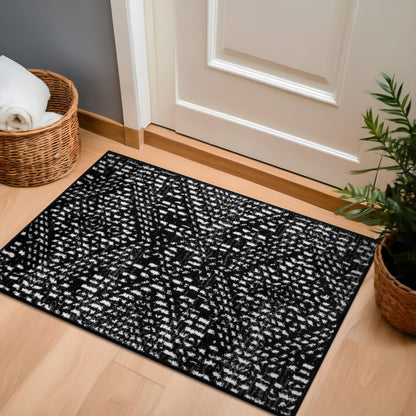 Rugshop Boho Black Tribal Area Rug 2x3 – Modern Indoor Carpet for Living Room, Bedroom, or Entryway – Non-Shedding, Low Pile Geometric Design 2' x 3'