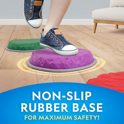 NATIONAL GEOGRAPHIC Stepping Stones for Kids – Durable Non-Slip Stones Encourage Toddler Balance & Gross Motor Skills, Indoor & Outdoor Toys, Obstacle Course, Gifts for Toddlers (Amazon Exclusive)